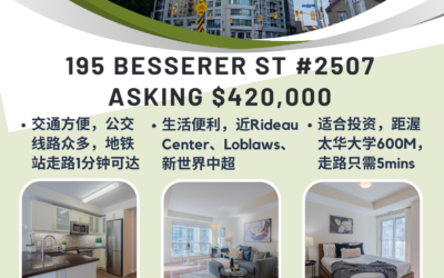 【于军地产 最新挂牌】市中心高层公寓 195 Besserer St #2507