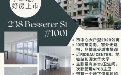 【于军地产 好房上市】位于Downtown的东南向大户型两卧公寓1001-238 Besserer St