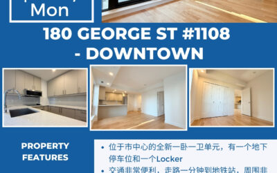 【于军地产 好房出租】位于Downtown的全新一卧一卫公寓！1108-180 George St