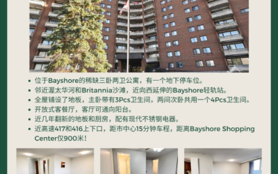 【于军地产 好房出租】位于Bayshore的稀缺三卧两卫公寓出租！ 🏡3100 Carling Ave #518