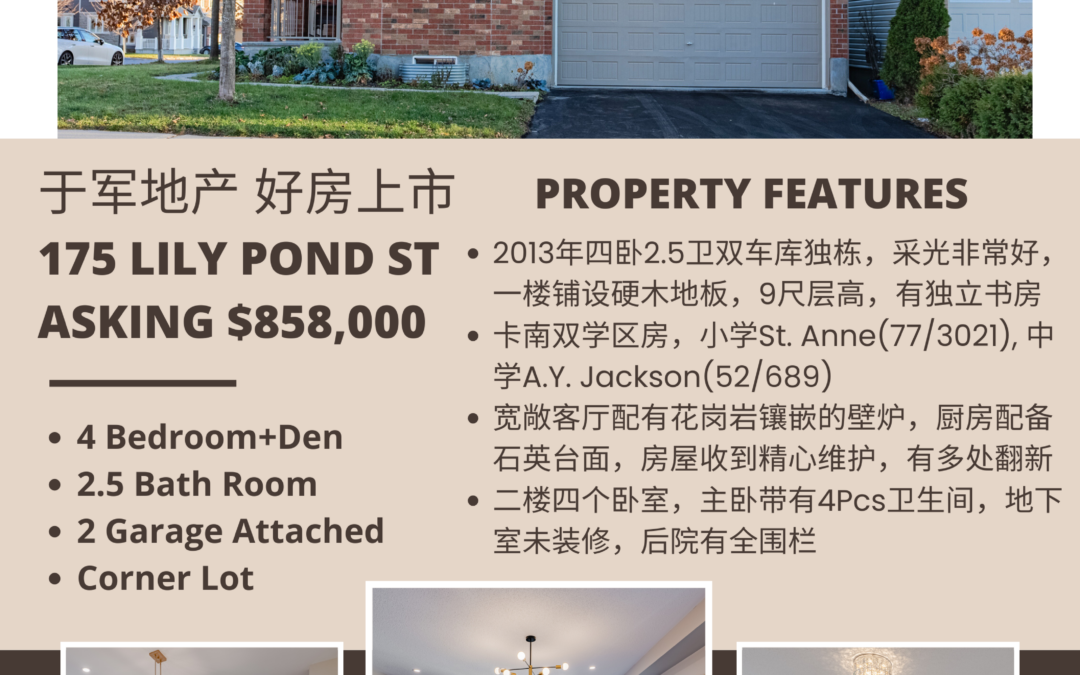 【于军地产 好房出售】位于卡南的175 Lily Pont St,2013年建成的四卧2.5卫双车库独栋,是采光非常好的Corner户。