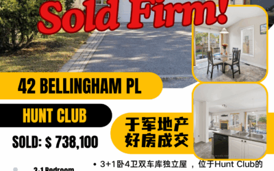 【于军地产 圆满成交】热烈祝贺买家成功购得Hunt Club社区珍藏美宅！这栋3+1卧4卫双车库独立屋已正式完成交易，以优越条件实现家的梦想。物业坐落于Greenboro优质社区，坐拥通透布局与充沛采光，并能够完美满足家庭多元化生活需求。专业团队秉持严谨态度，从房屋筛选、交易谈判到最终签约，全程为买家权益保驾护航。我们期待在不久的将来顺利完成房屋交接，助您开启理想生活新篇章！