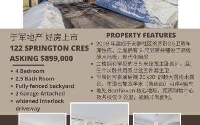 【于军地产 好房上市】122 SPRINGTON CRES Chapman Mills珍藏府邸优雅亮相！
