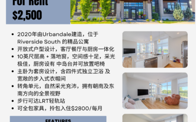 【于军地产 精品租赁】Riverside South 北区现代奢华边户公寓 📍 201-110 Cortile Priv