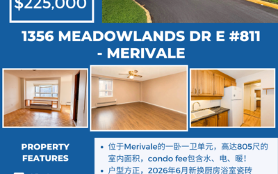 【于军地产 好房上市】Merivale核心黄金地段，超高性价比包水电暖Condo！ 📍 1356 Meadowlands Dr E #811