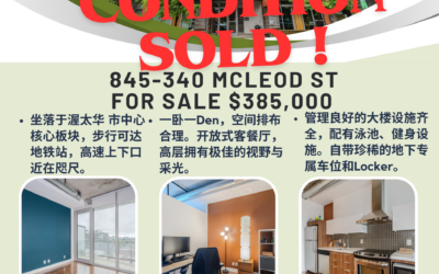 【于军地产|有条件成交】📍 845-340 McLeod St|Centretown 市中心核心地段 🏡 首次挂牌,上市后成功有条件成交! 🥂✨