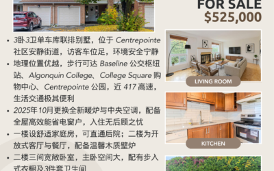 🎉 【于军地产 好房上线】Centrepointe 黄金区位 优质三卧联排 📍 6 Millrise Lane E, Centrepointe